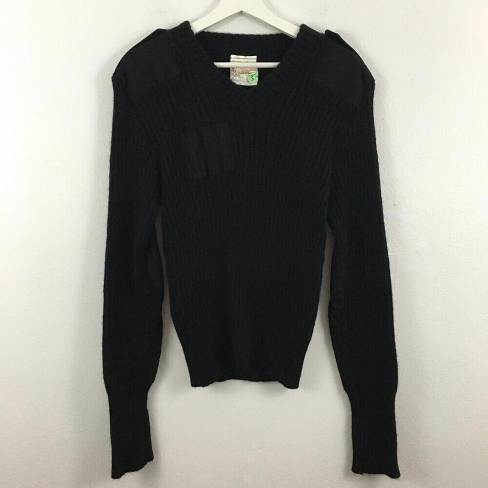 Brigade Quartermasters Men’s 100% Wooly Pully Wool Sweater Black Size 40